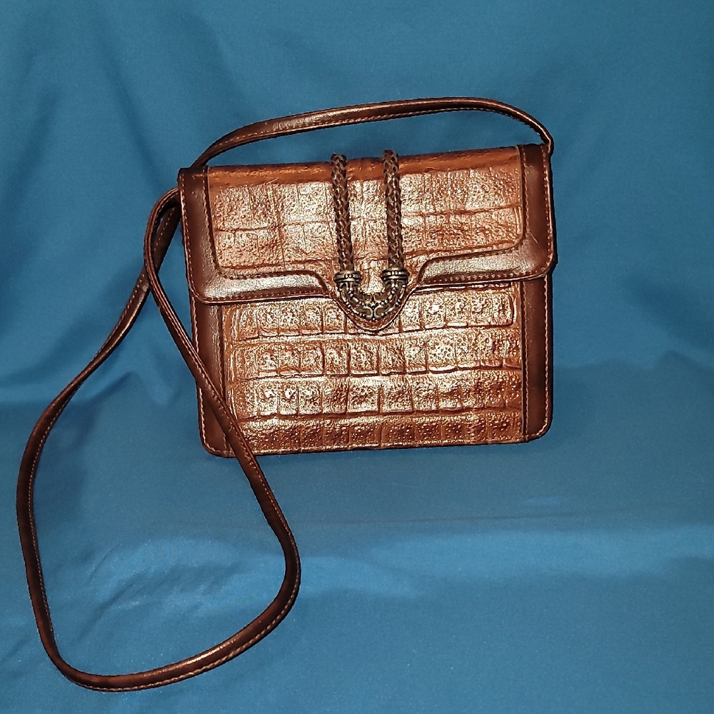 MC bag Elegant Brown Crocodile-Embossed